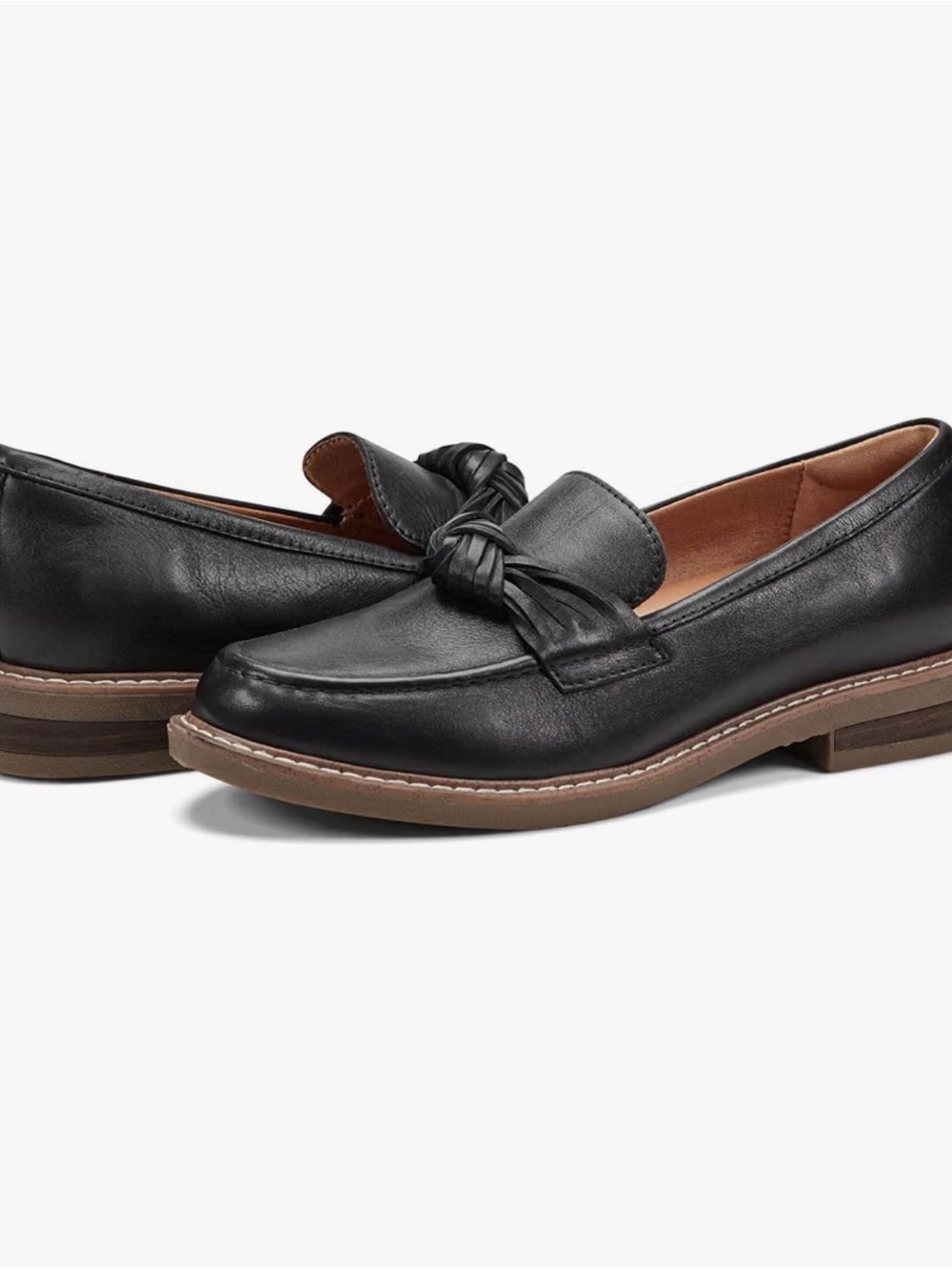 “Earth” Women’s Black Leather Knot Loafers